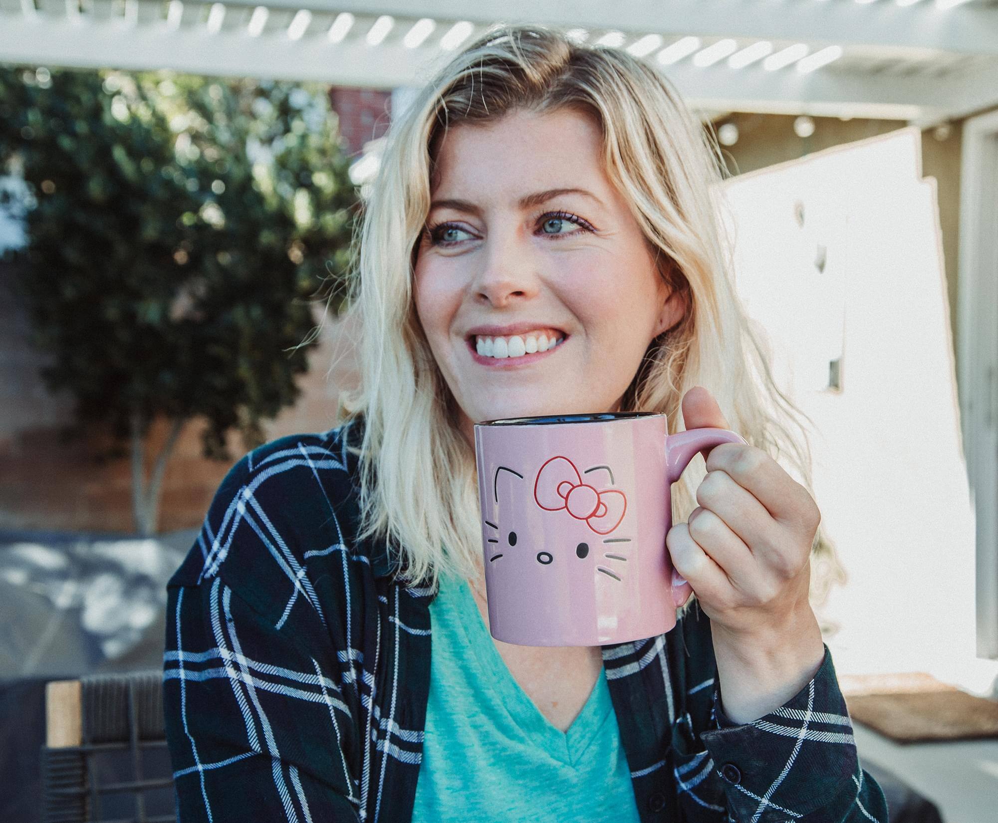 Alt View 5. Silver Buffalo - Sanrio Hello Kitty Pink Outline Face Wax Resist Ceramic Mug | Holds 14 Ounces - Pink.