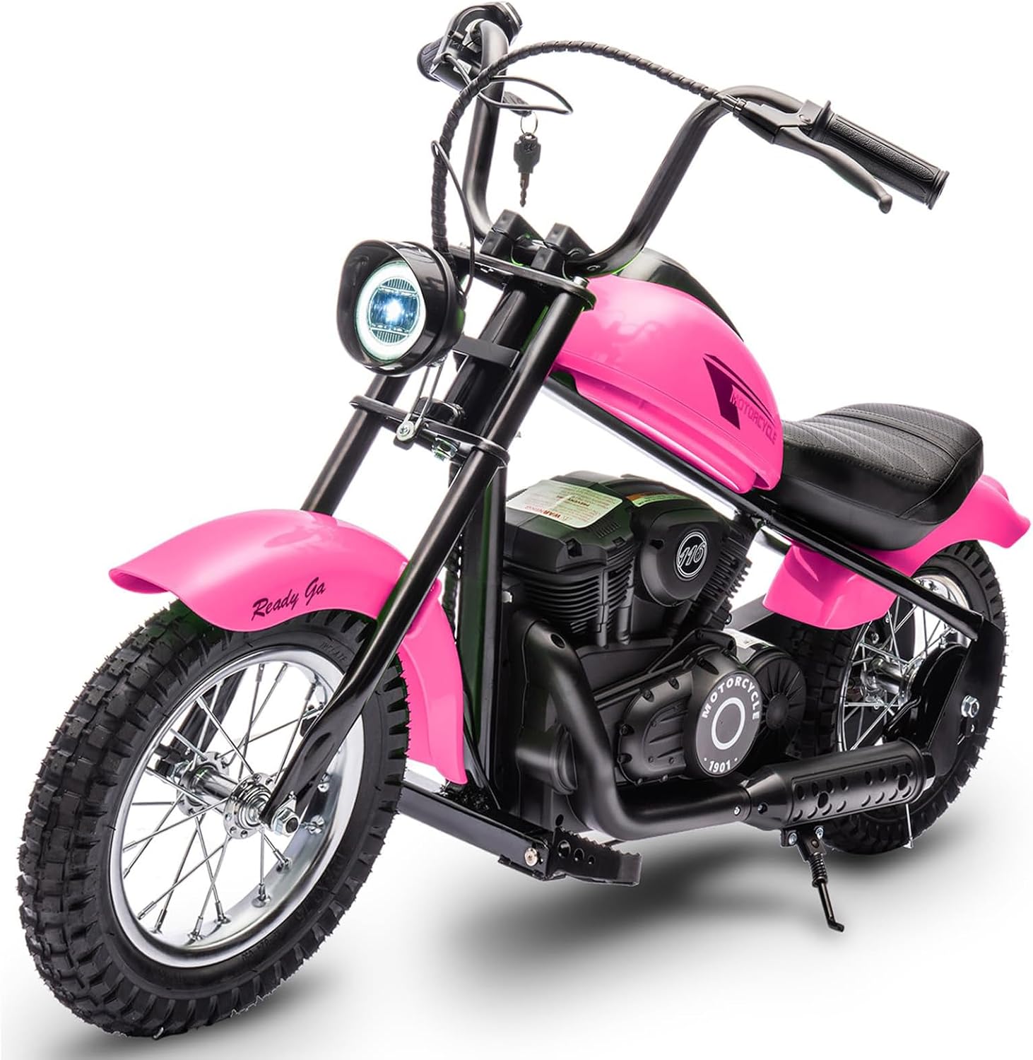 GARVEE - 24V Electric Dirt Bike for Kids & Teens, 250W Motor, 14MPH, Dual Speed, LED Headlight, Leather Seat, 60Min Ride - Pink