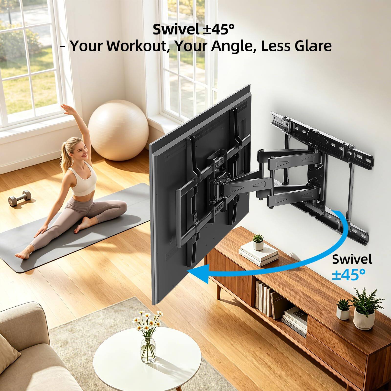 Swivel ±45°  
- Your Workout, Your Angle, Less Glare