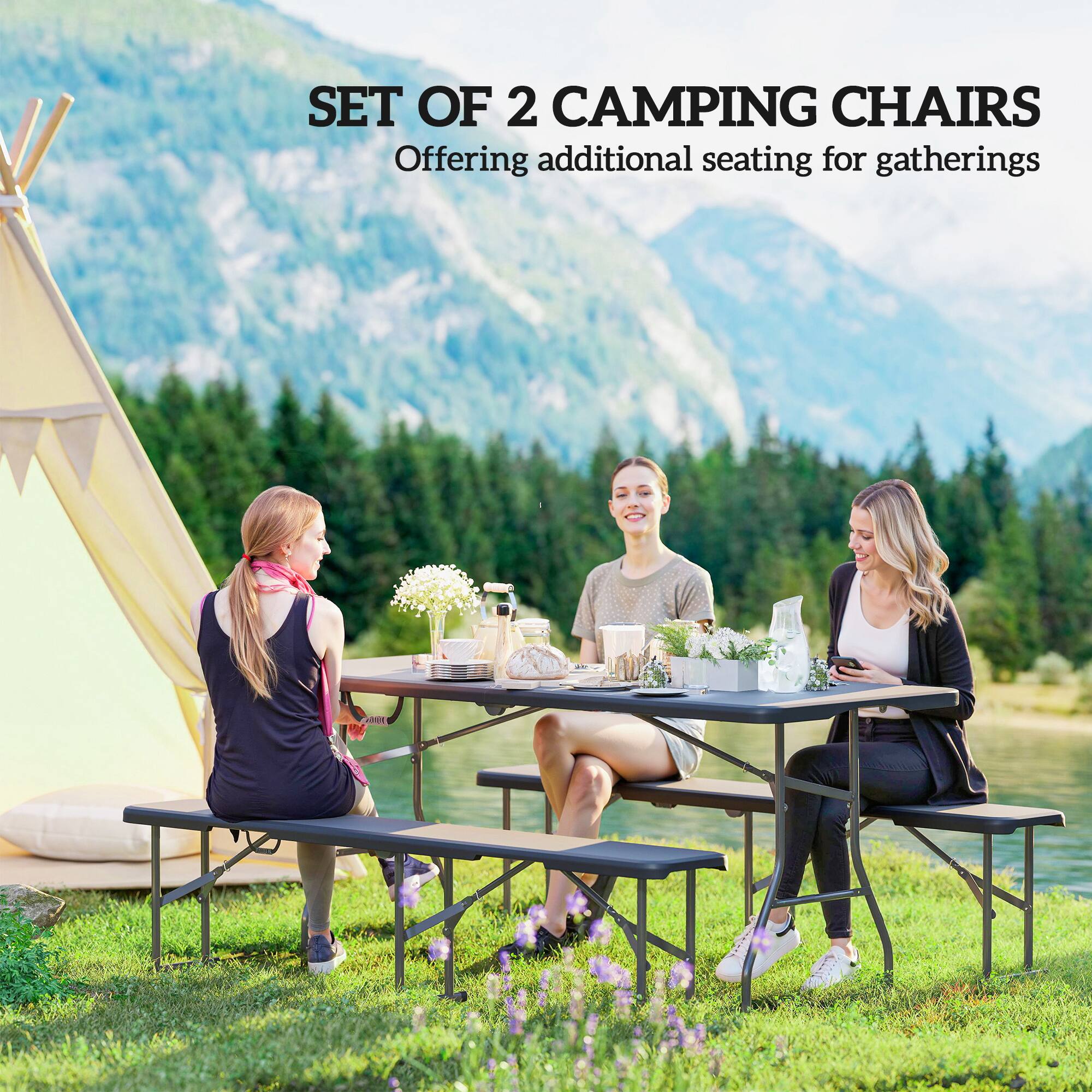 SET OF 2 CAMPING CHAIRS  
Offering additional seating for gatherings