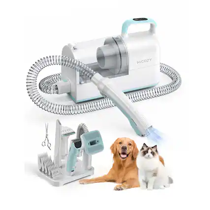 Front. HICOZY - HiCOZY Dog Grooming Vacuum, quiet 12000Pa pet clippers with 2L dust cup and 6 grooming accessories.
