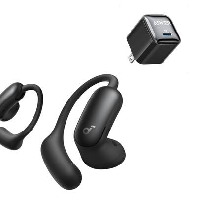 Soundcore AeroFit 2 Pro by Anker with USB C Charger Block 20W,Open Soundcore AeroFit 2 Pro by Anker with USB C Charger Block 20W,Open