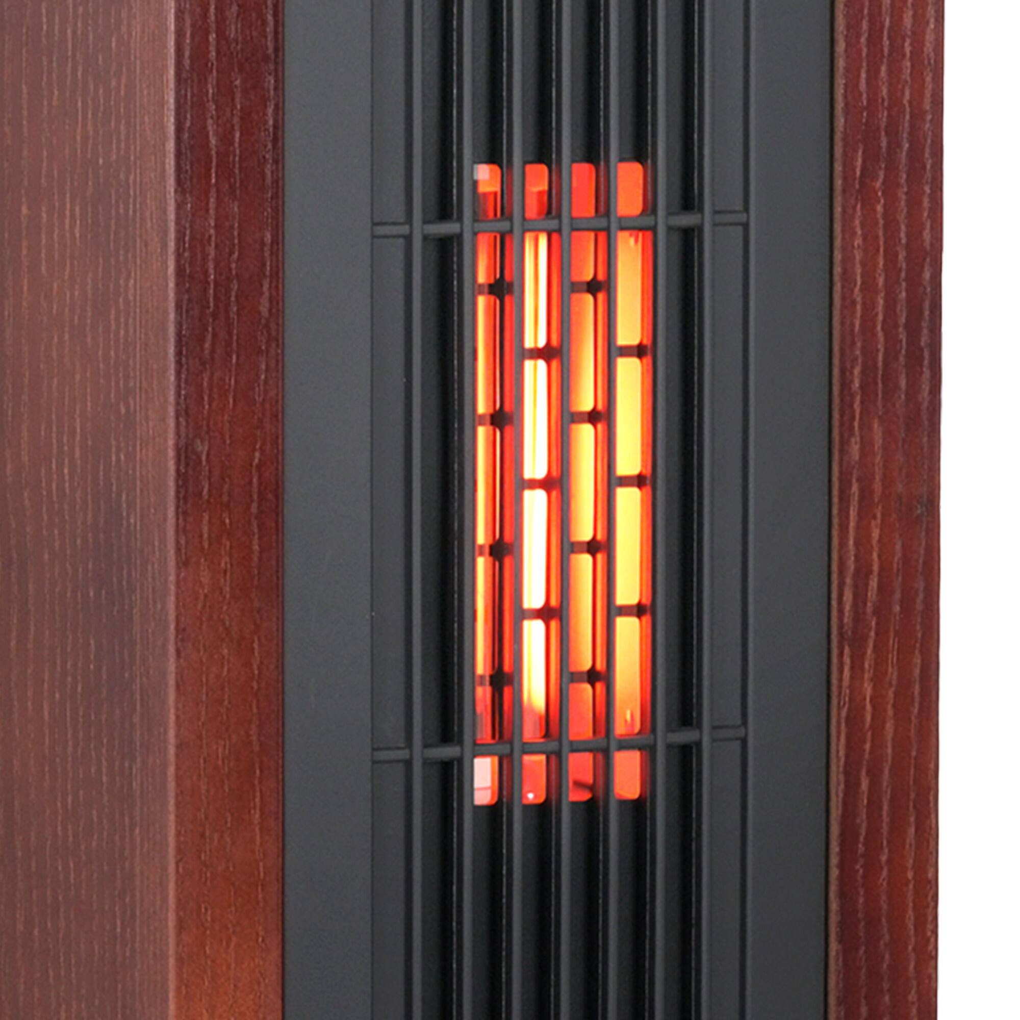 Alt View 4. Vaczon - 1500W Quartz Infrared Tower Heater with Remote Control ECO Mode 3 Heat Settings, Overheat Protection for Indoor Home Use - Dark Walnut.