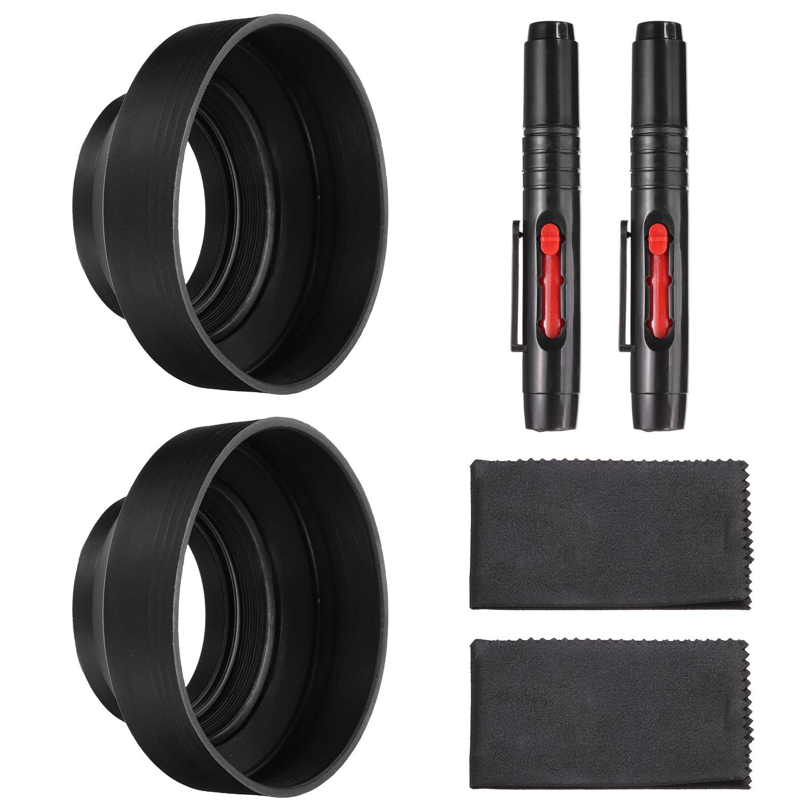 Unique Bargains - 2pcs 58mm 3-Step Collapsible Rubber Lens Hood with Cleaning Cloth/Pen - Black price history on PriceWatchPro