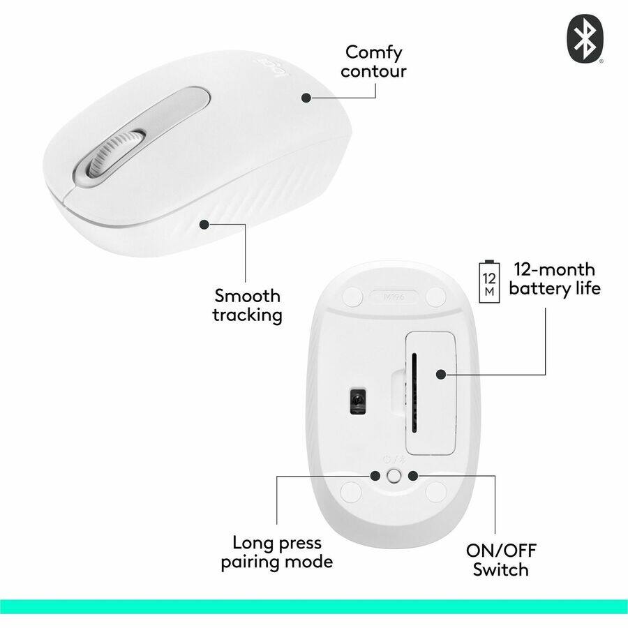 Comfy contour  
Smooth tracking  
12-month battery life  
Long press pairing mode  
ON/OFF Switch