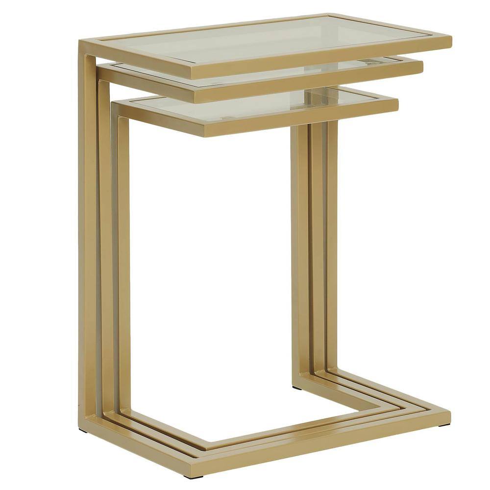 Angle. Carolina Chair & Table - Addison Nesting Table Set - Glass Top - Gold Base - Clear, Gold.