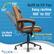 The image features a leather office chair with a recline function, which is advertised as being "Built to Fit You." The chair is designed for easy recline, offering a range of 100 to 122 degrees, making it more than the industry standard. The chair also comes with a "Lie Back & Relax" feature, as well as a "Tension knob" that adjusts the chair's recline to make it softer or stiffer. The chair is part of the Click365 line, which offers a 365-day warranty.