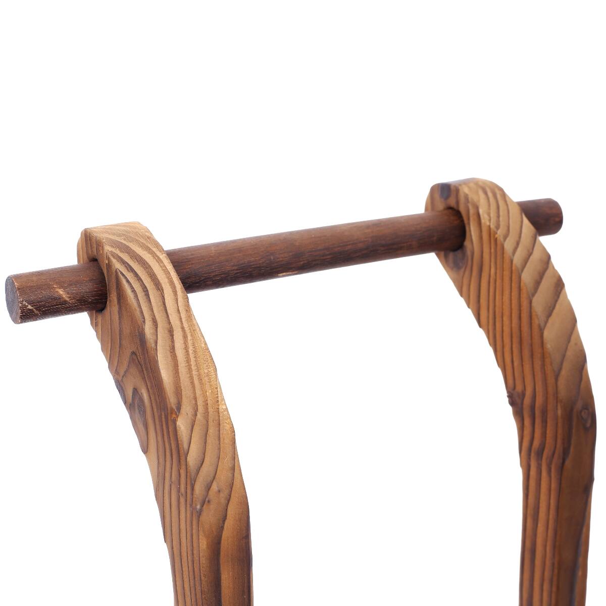 Alt View 7. Loheer - Loheer Wooden Wagon Planter with Wheels, Carbonized Fir Wood Flower Cart with Handle and Drainage, Brown.