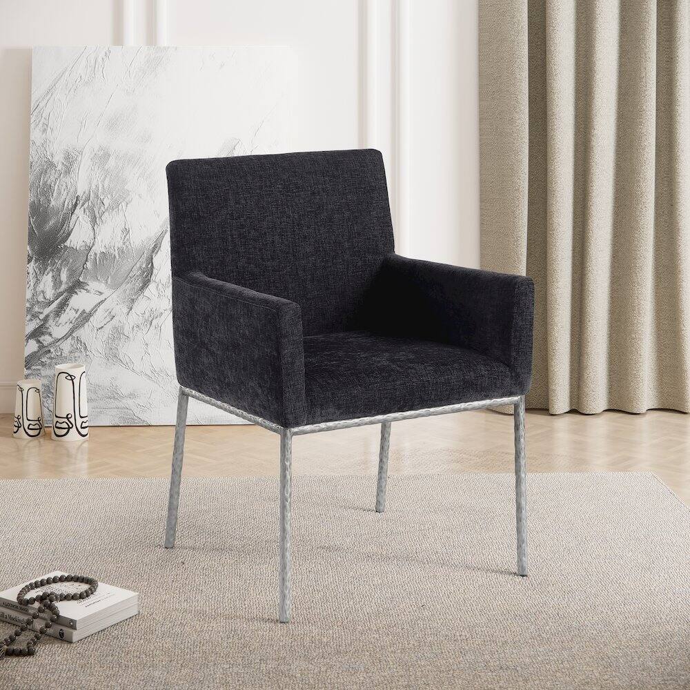 Alt View 1. Meridian Furniture - Reeves Black Chenille Fabric Dining Chair, Set of 2 - Black.