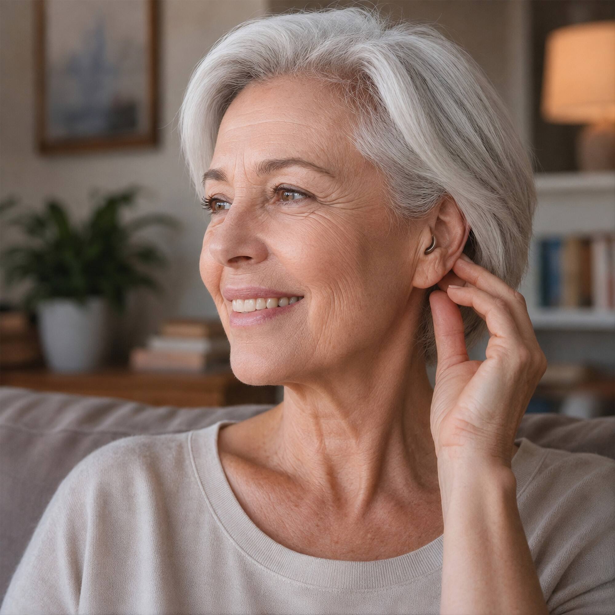 Left. Pursonic - Bluetooth OTC Hearing Aids for Adults – Rechargeable Self-Fitting Hearing Devices with App Control - Black.