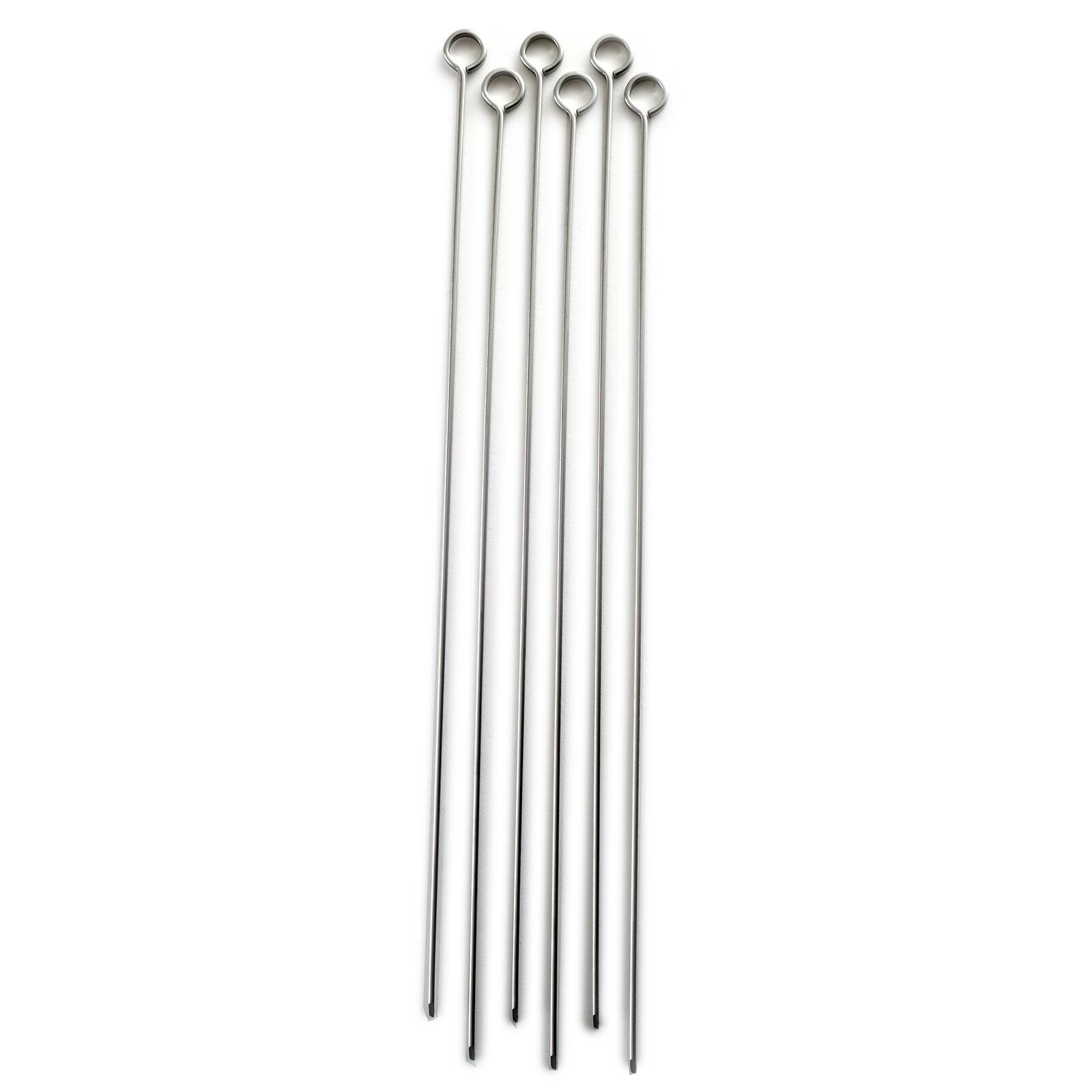 Front. Norpro - Stainless Steel 12-Inch Barbeque Skewers, Set of 6 - Silver.