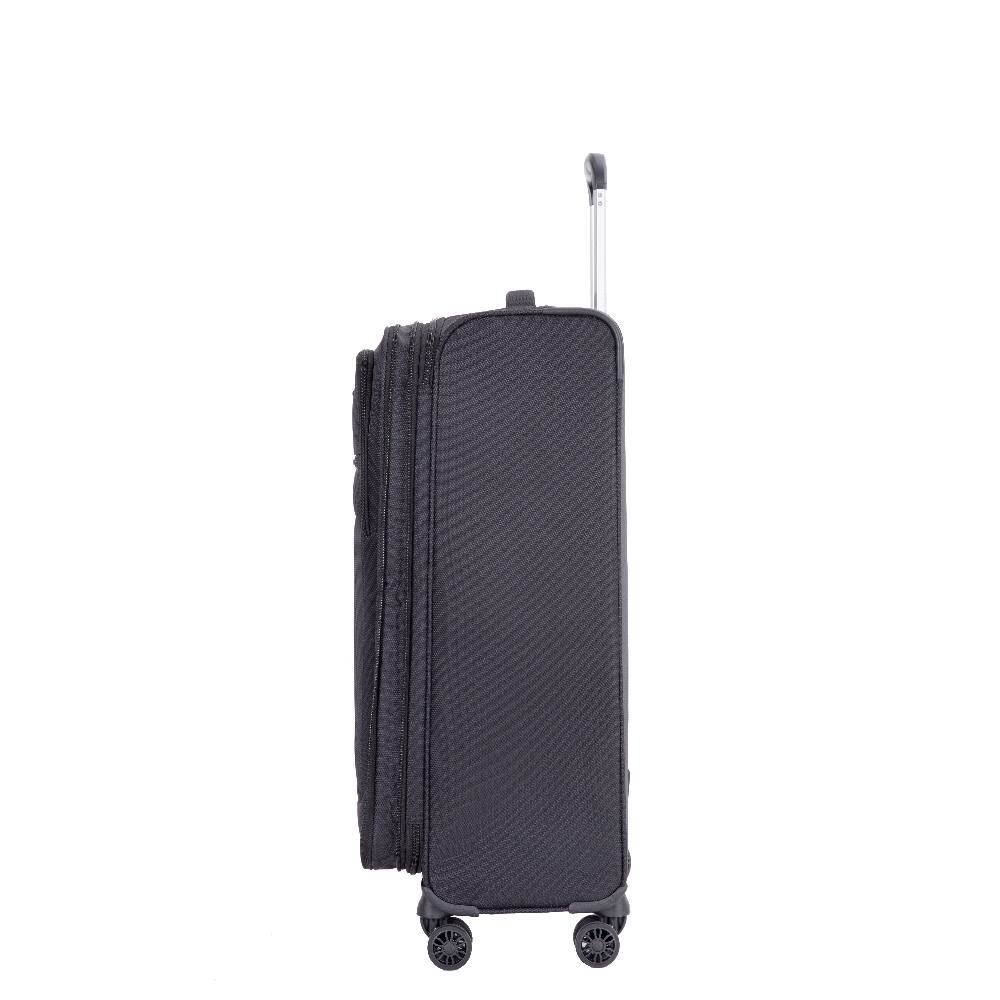 Alt View 4. Ropilly - Ropilly 5 Piece Luggage Set Softshell Suitcase with Spinner Wheels Terylene Polyester Black - Black.