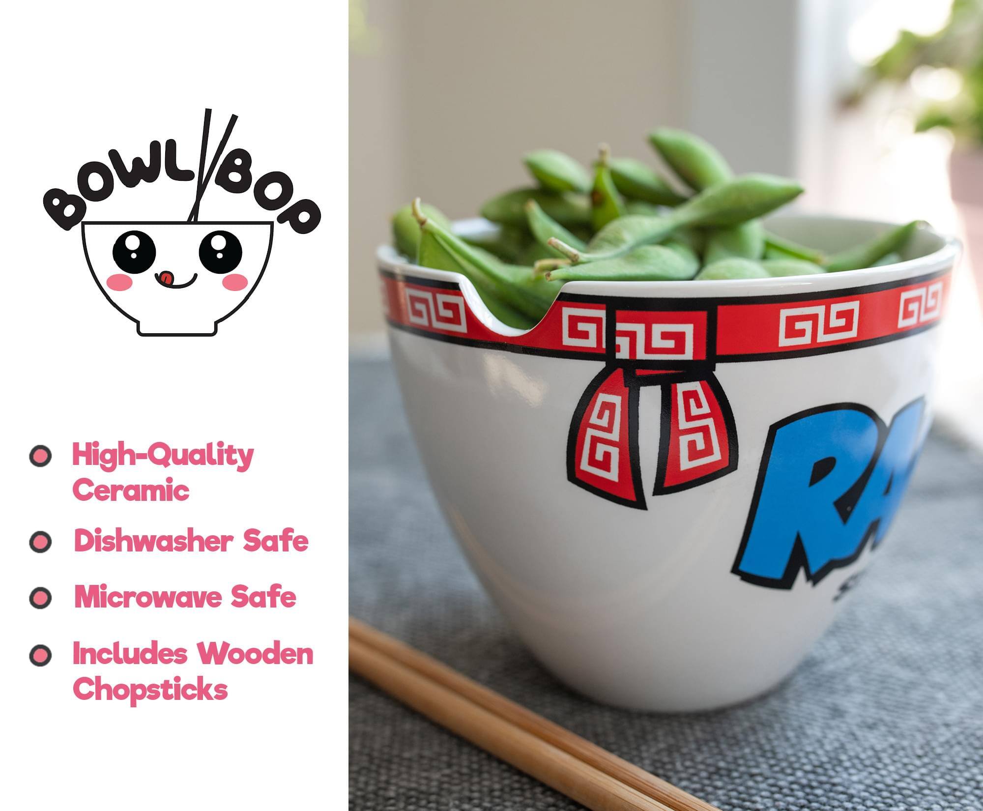 Bowl Bop High-Quality Ceramic Dishwasher Safe Microwave Safe Includes Wooden Chopsticks