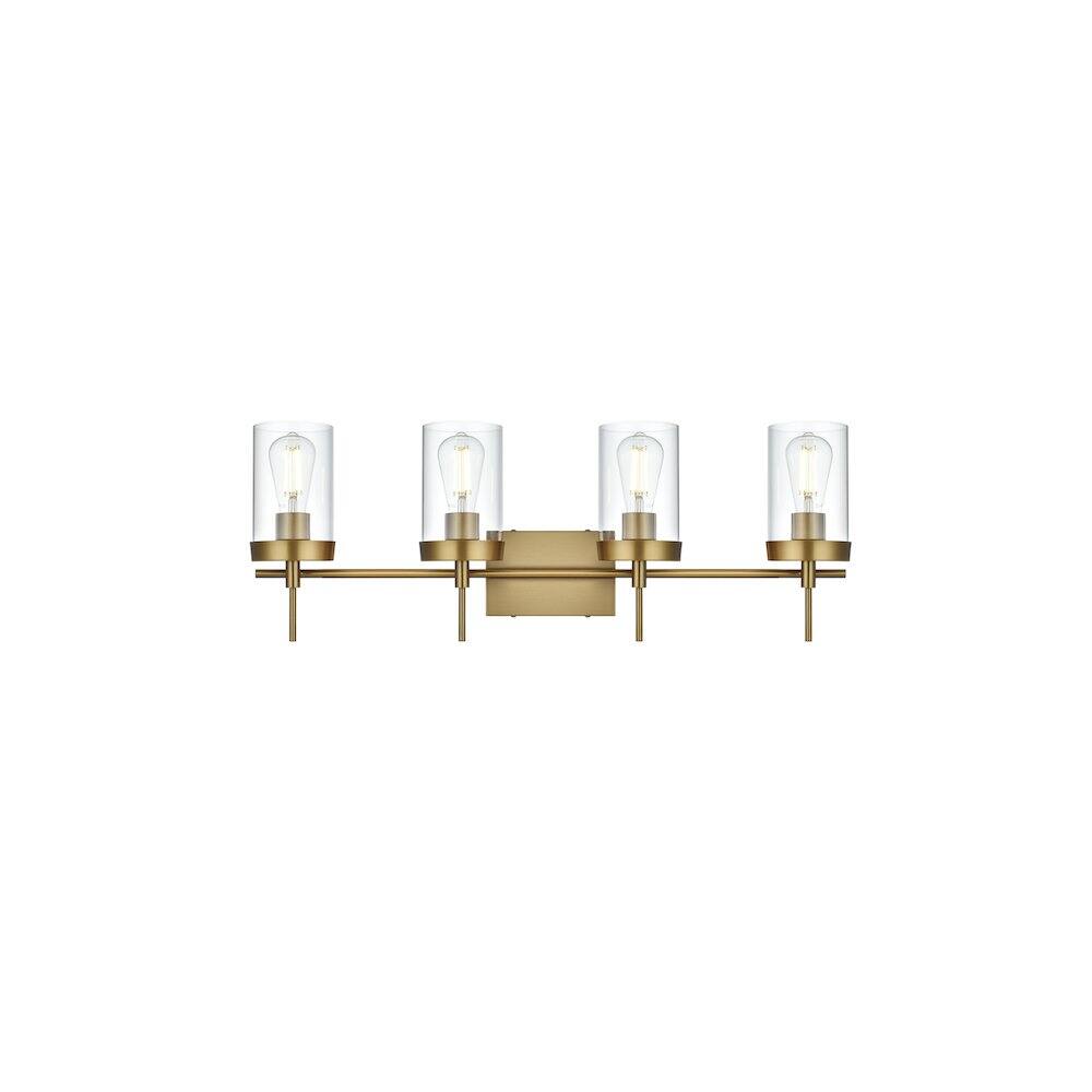 Back. Living District - Taryin 32 inch Wall Sconce in Satin Gold - Satin Gold And Clear.