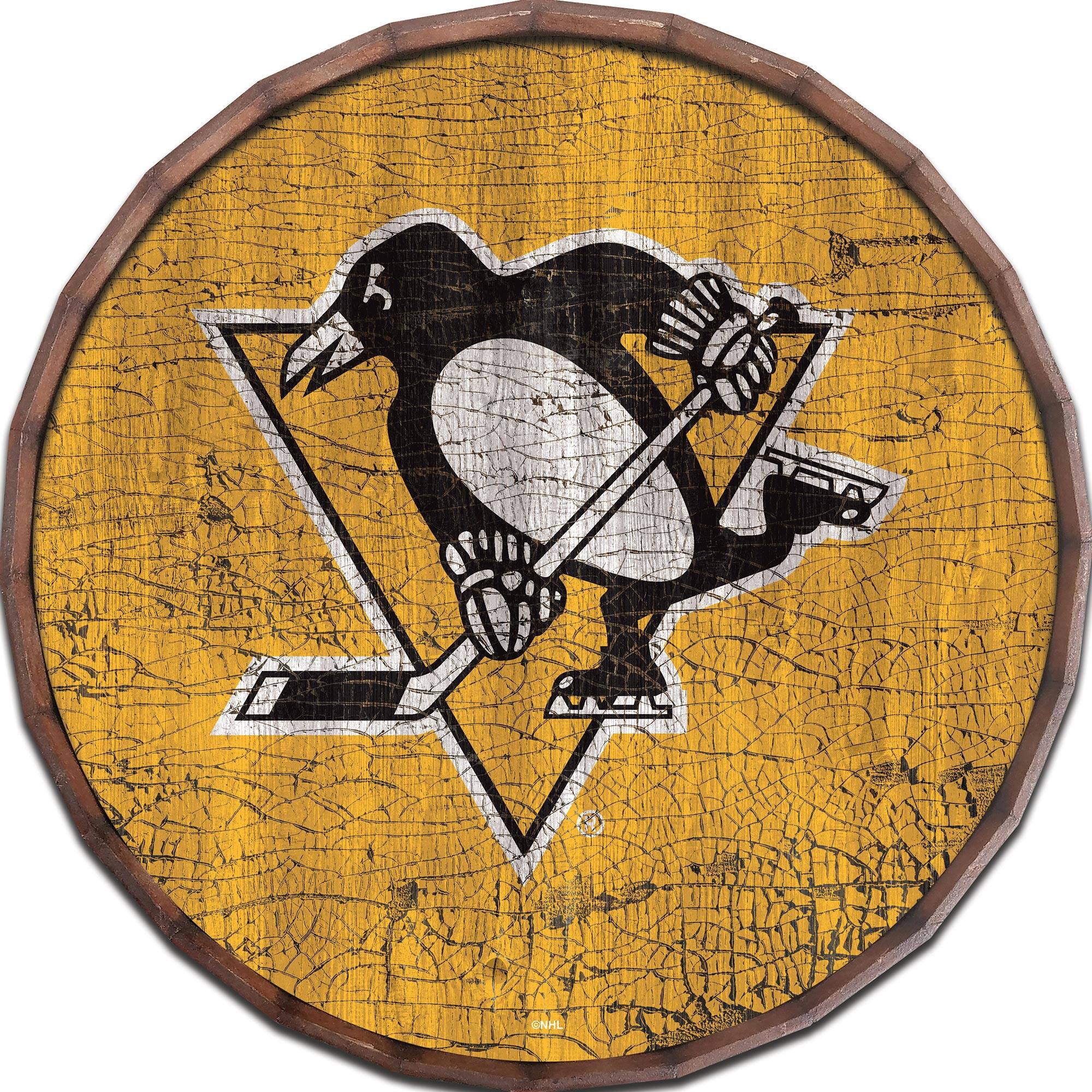 Pittsburgh Penguins 24" Cracked Color Barrel Top Sign
