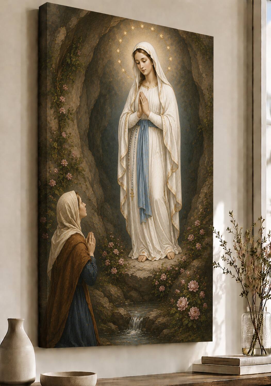 FC Design Large Lourdes Apparition Mary Wall Art Canvas Print 24x36 ...