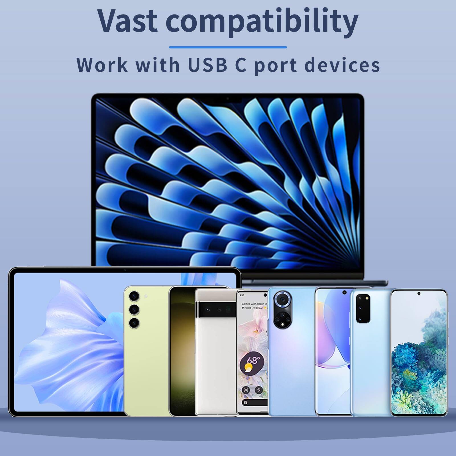 Vast compatibility  
Work with USB C port devices