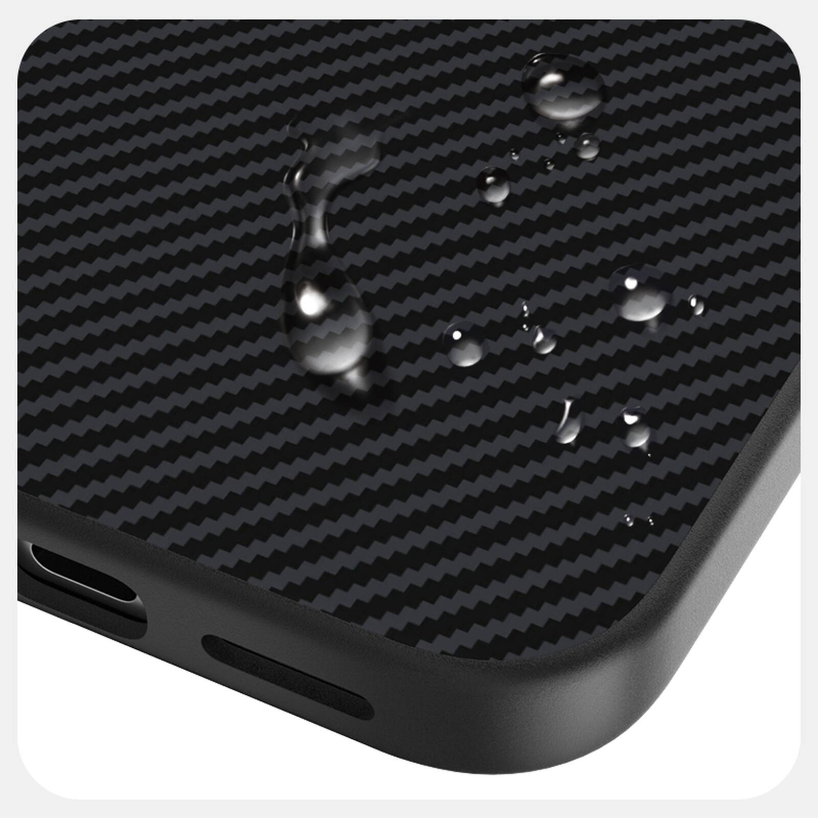 Left. Dteck - Carbon Fiber Texture Magnetic Case for Google Pixel 10 Pro XL, Shockproof Slim Protective Cover with Metal Camera Ring - Black.