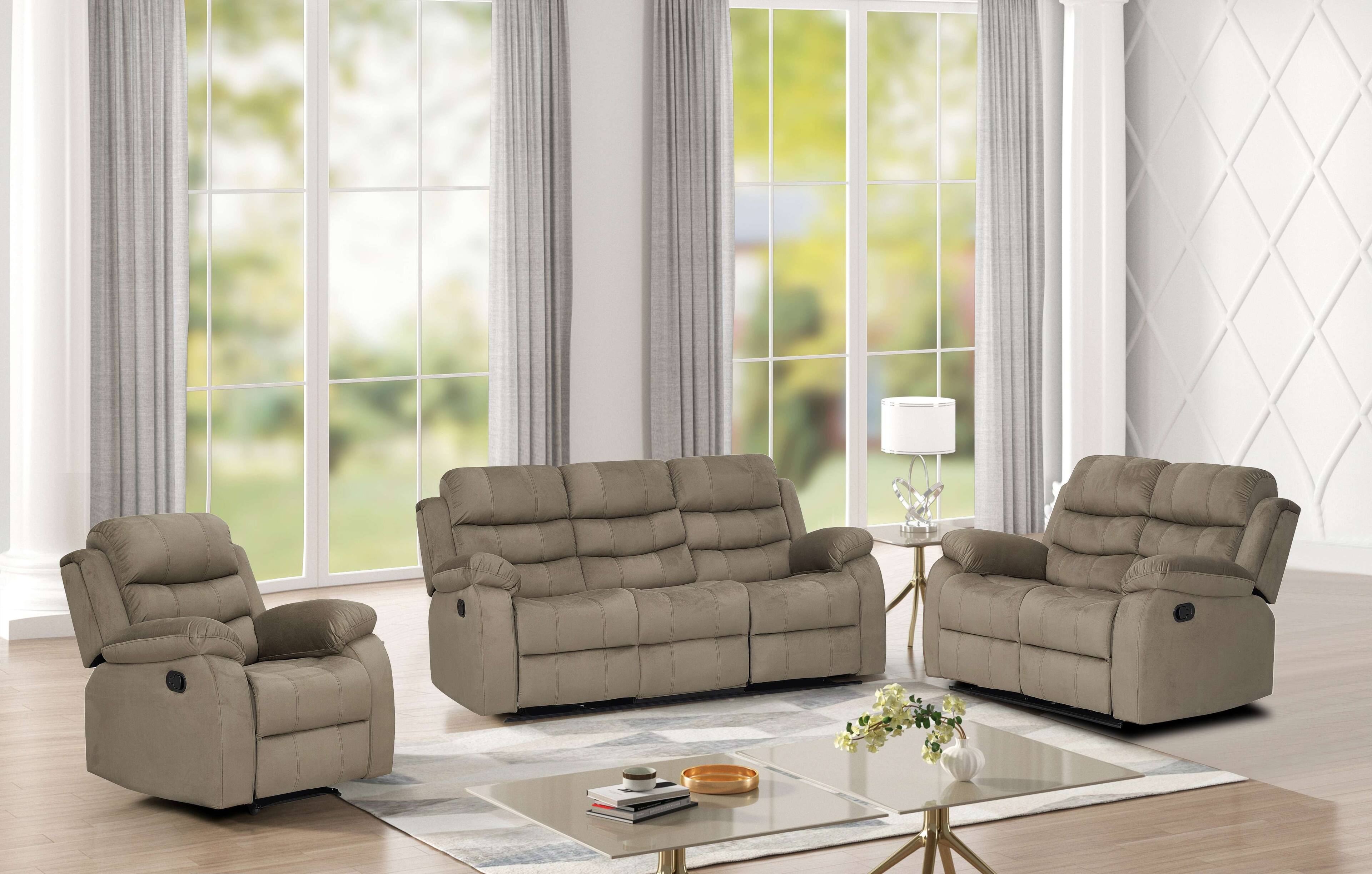Front. Kings Brand Furniture - Kings Brand Furniture  Selena 3-Position Reclining Sofa - Chocolate.
