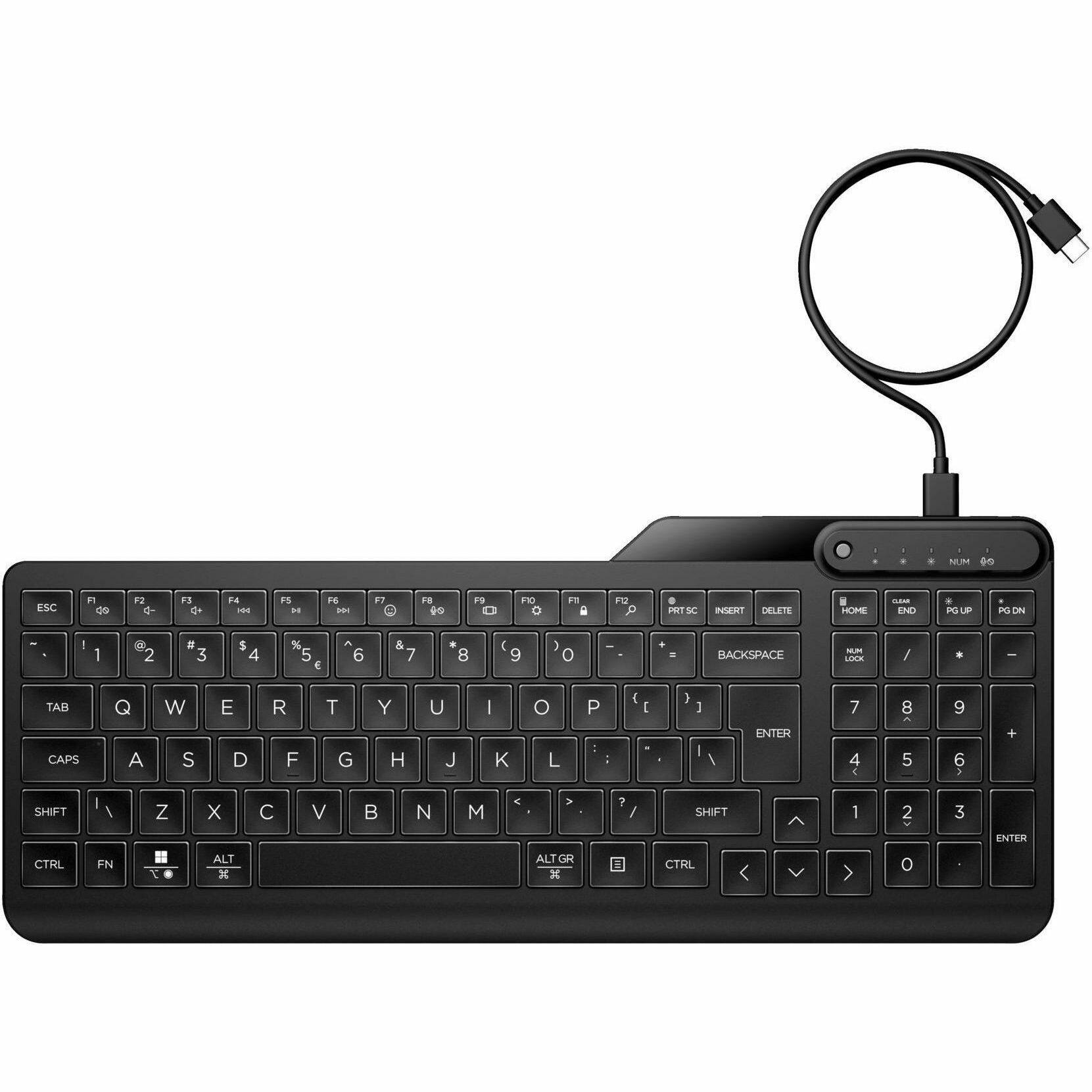 HP 400 Backlit Wired Keyboard (7N7C0AA) Cable Connectivity USB