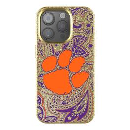 Keyscaper - NCAA - Clemson Tigers Paisley Bling iPhone Case - 14 - Gold