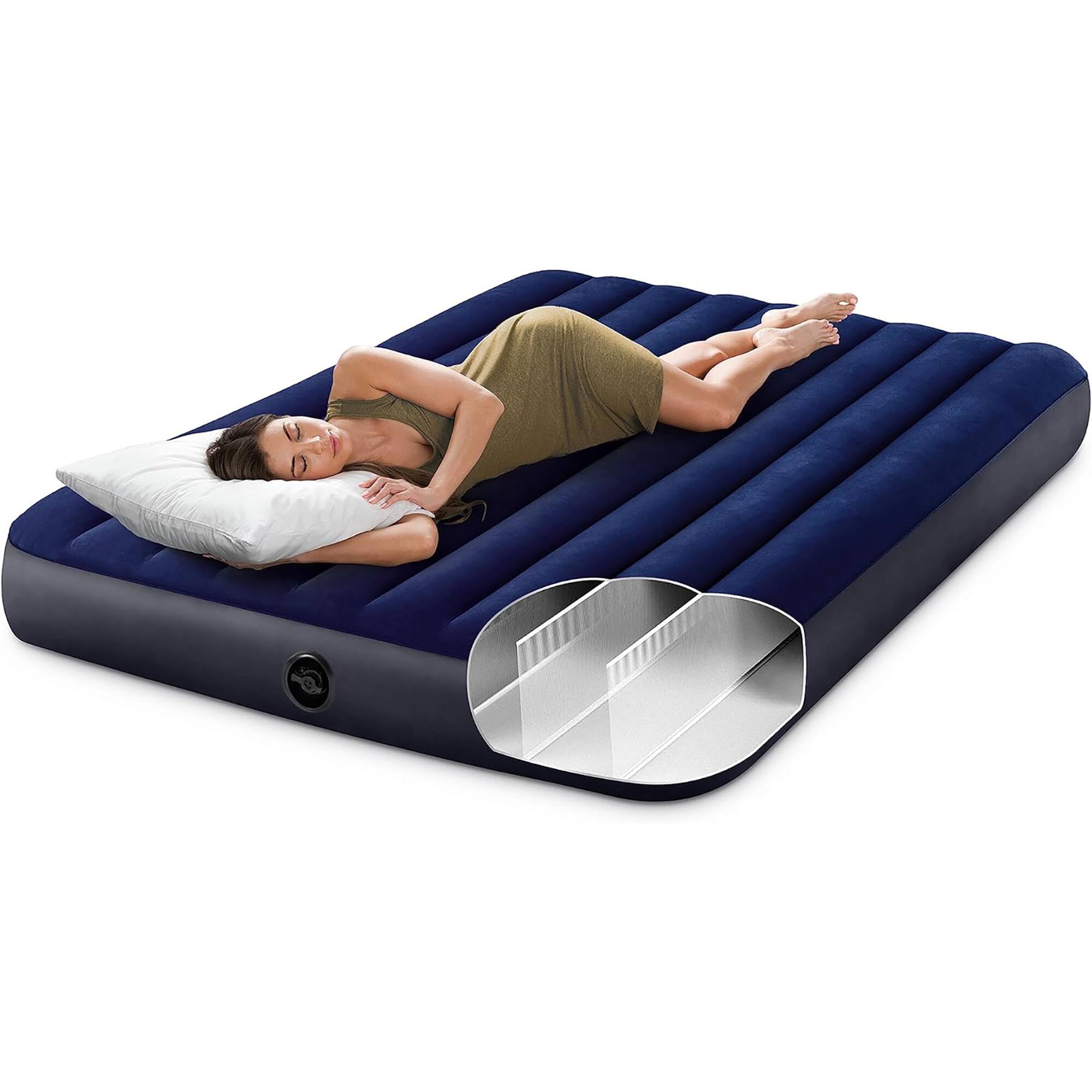 Alt View 1. Intex - Dura-Beam Standard Downy Air Mattress: Fiber-Tech, Queen Size, 10in Bed Height, 600lb Weight Capacity - Blue.