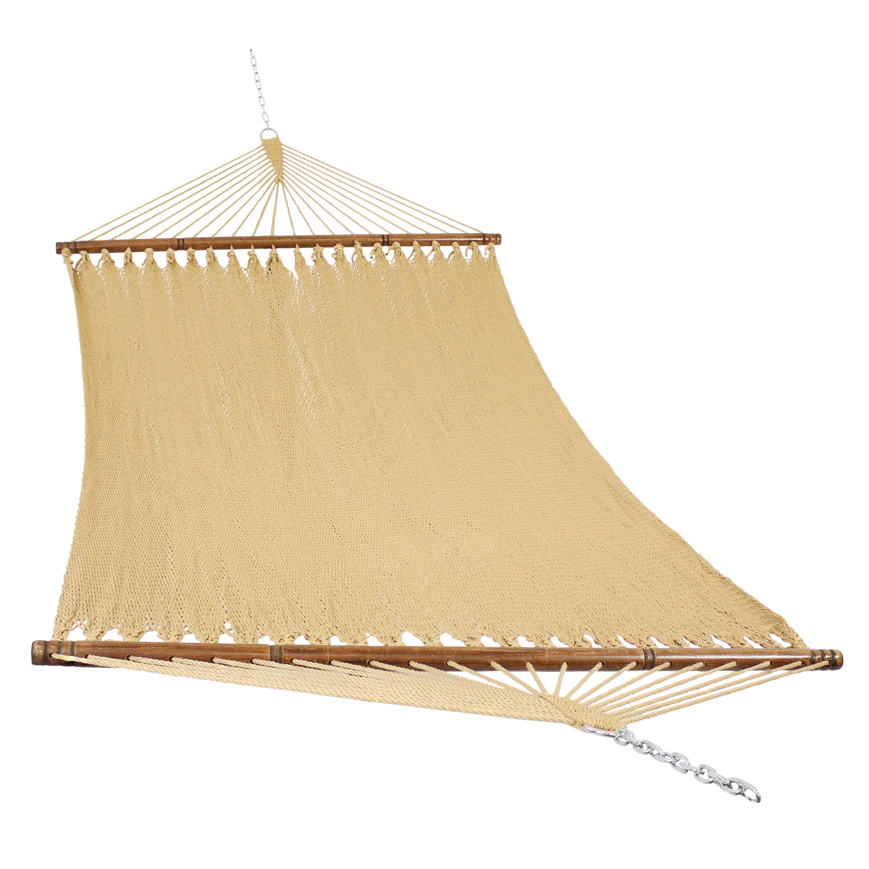 Sunnydaze - 2-Person Polyester Rope Hammock with Spreader Bars - Tan