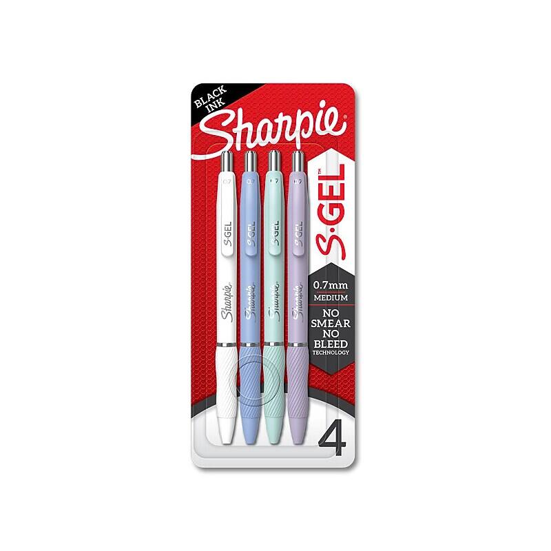 Sharpie S Gel Retractable Gel Pen, Medium Point, 0.7mm, Black Ink, 4 ...