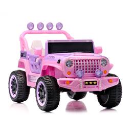 BreeBe - 24V 2-Seater Kids Electric Car, Remote Control, 4WD, LED Lights, Adjustable Speed, MP3 & USB, Ages 3-7 - Pink