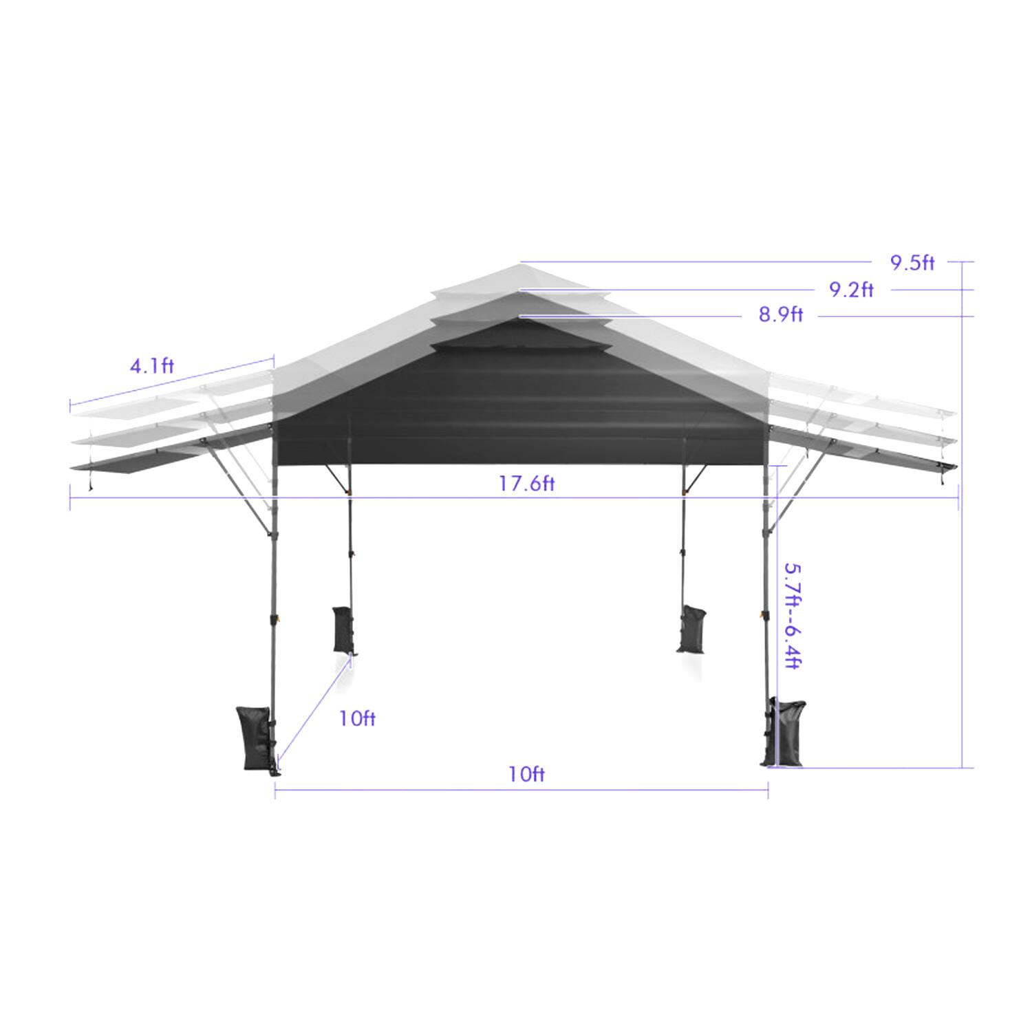 9.5ft 9.2ft 8.9ft 4.1ft 17.6ft 10ft 5.7ft-6.4ft 10ft