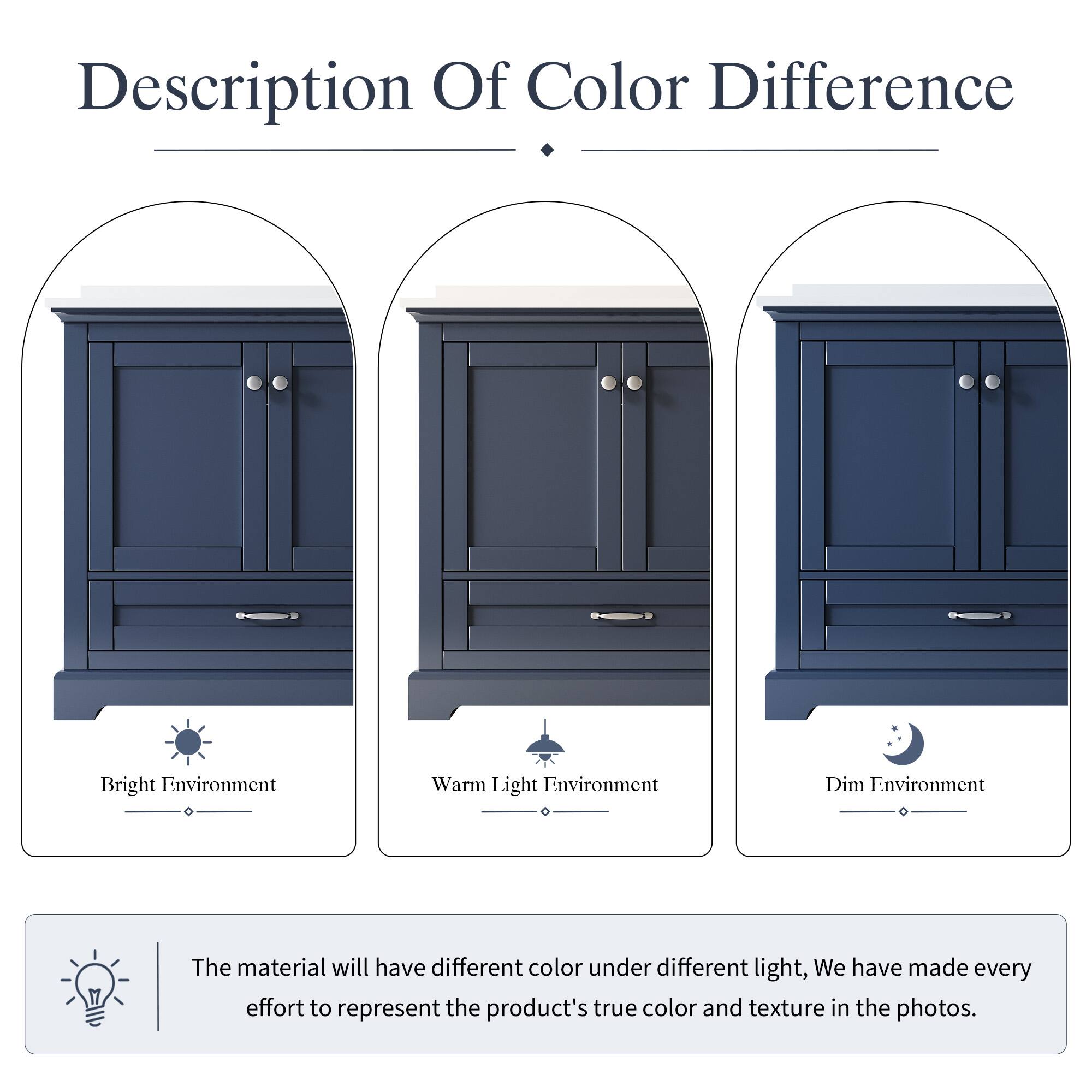 Description Of Color Difference

Bright Environment Warm Light Environment Dim Environment

The material will have different color under different light, We have made every effort to represent the product's true color and texture in the photos.