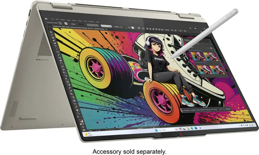 The text on the image reads: "Vde Edi Object Type Sefect Effect Viw Window HAtp Generative Choert x Siroka skateboard-roller-skates-colortul/background.jpg - 100% (UFoeden's - apmc 100% Lenovo Pcopetes HDaby DollyVision-Atmos Viso Atmos FIDhT characes utting 8 tw wheel a female i a cartoon stle Cancel 1 100% T8" Survy 1 100% Salestion Swarch  WH Accessory sold separately."

Corrected text: "Vde Edi Object Type Sefect Effect Viw Window HAtp Generative Choert x Siroka skateboard-roller-skates-colortul/background.jpg - 100% (UFoeden's - apmc 100% Lenovo Pcopetes HDaby DollyVision-Atmos Viso Atmos FIDhT characes utting 8 tw wheel a female i a cartoon stle Cancel 1 100% T8" Survy 1 100% Salestion Swarch  WH Accessory sold separately."