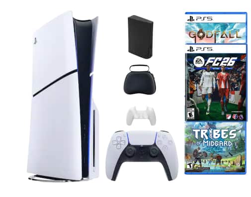 Playstation 5 Slim Disc Bundle With FC26 Game + 2 Bonus Games & Accessories - PlayStation 5