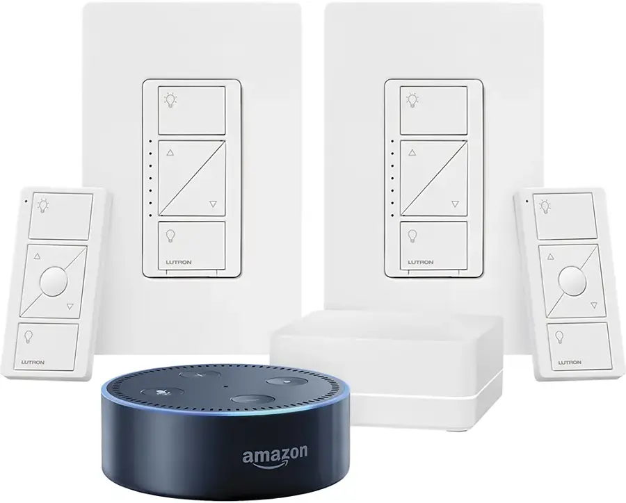 Alt View 17. Lutron - Caseta Wireless Smart Lighting Dimmer Switch Starter Kit - White.