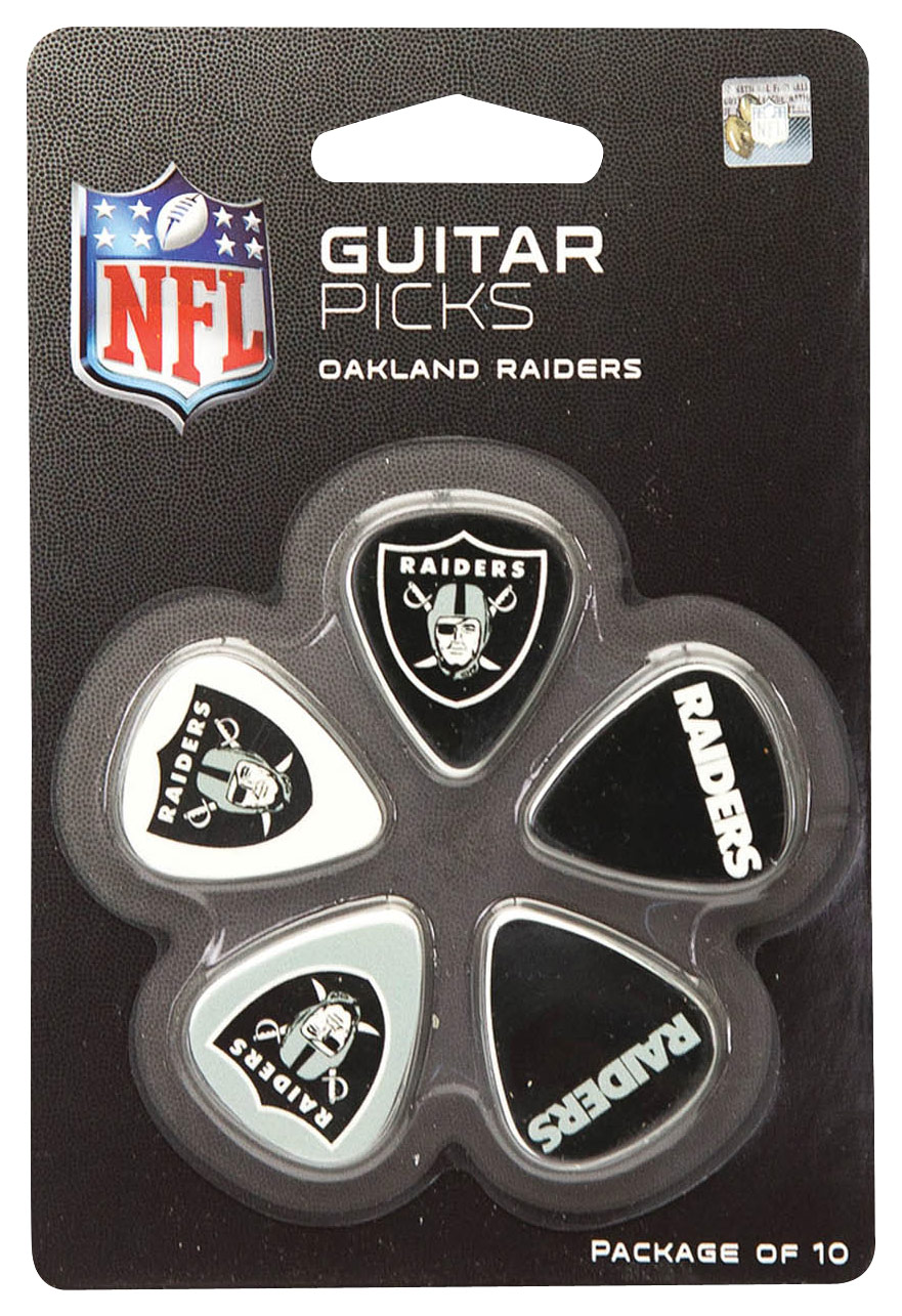 Woodrow - Oakland Raiders Plastic Guitar Picks (10-Pack) - Silver/White/Black