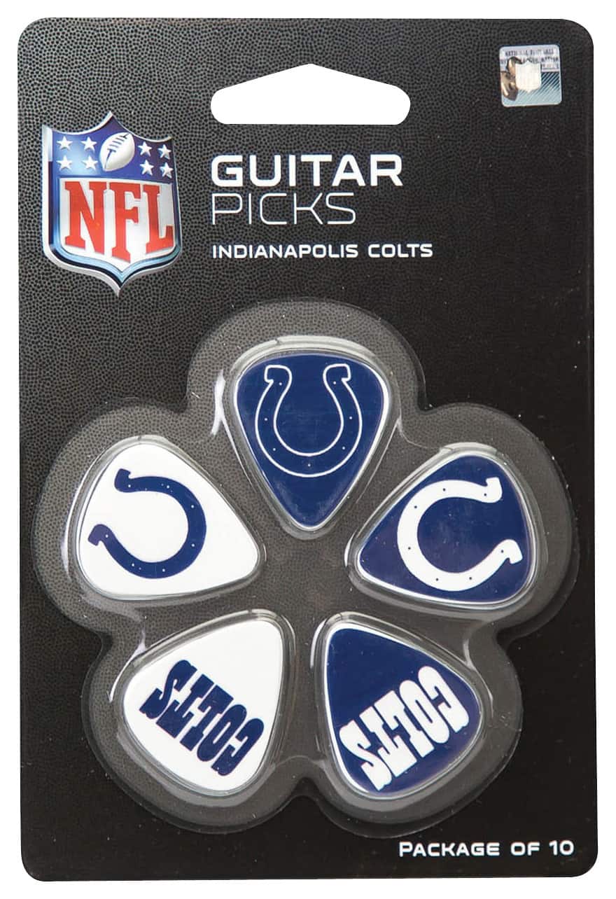 Front. Woodrow - Indianapolis Colts Plastic Guitar Picks (10-Pack) - Blue/White.