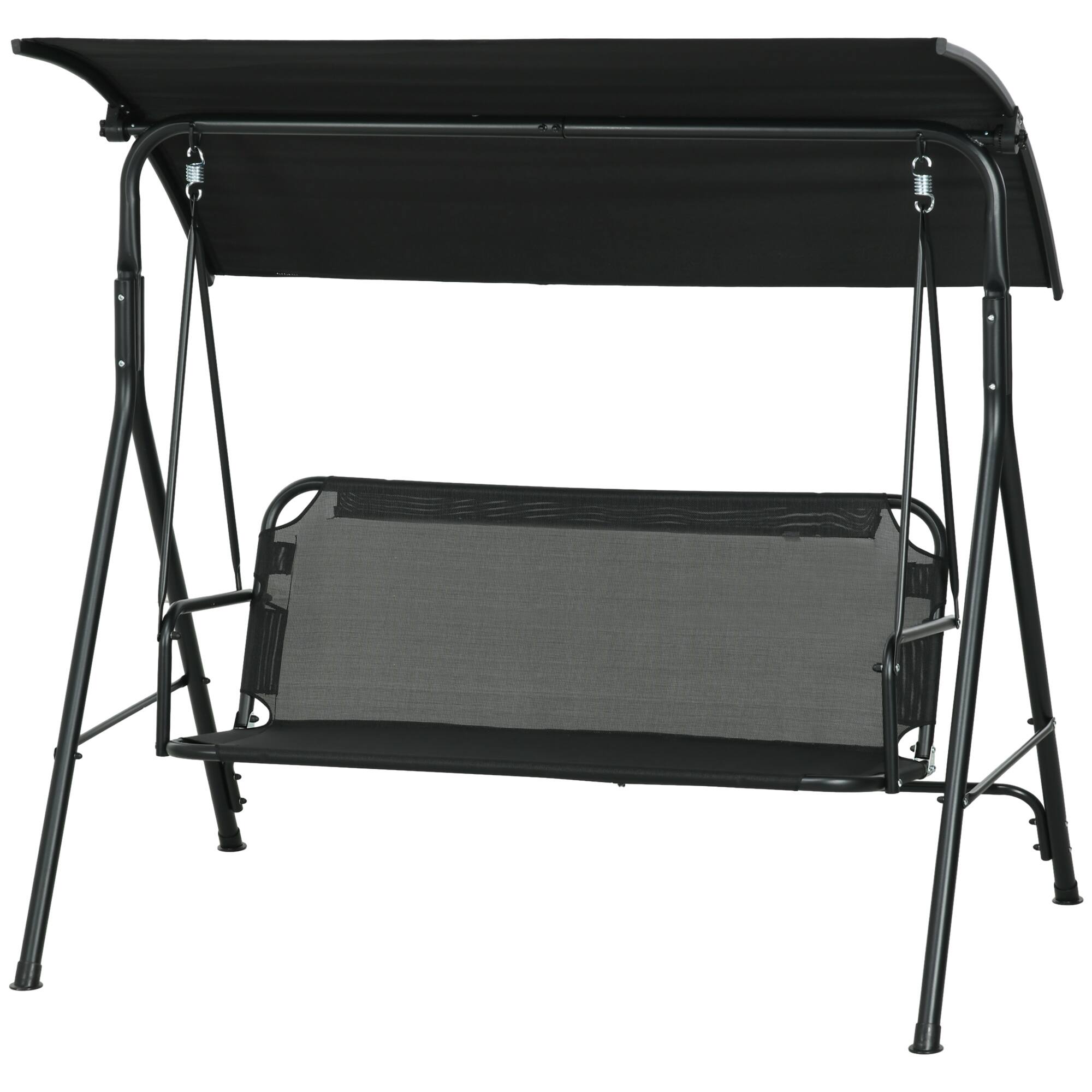 Front. Outsunny - Outdoor Patio Swing Chair w/ Cushion, Steel Frame Stand, Adjustable Tilt Canopy for Patio, Garden - Black.