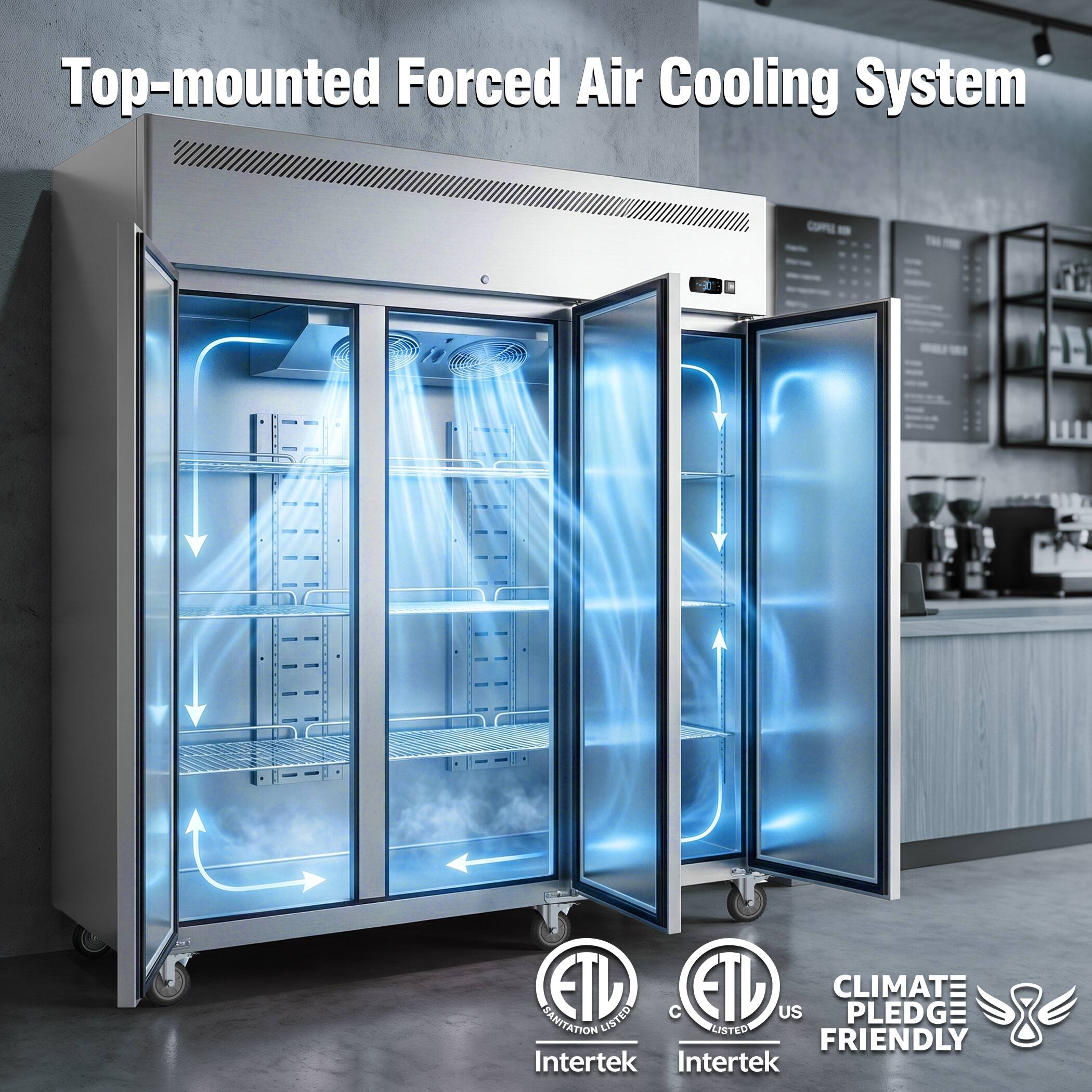 Top-mounted Forced Air Cooling System

ETL LISTED
ETD US
CLIMATE PLEDGE FRIENDLY

Intertek
Intertek