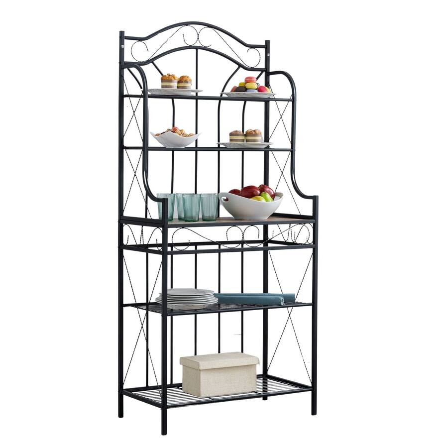 Stone Baker Rack Kings Brand Furniture – 5 Tier Metal and Faux Stone Kitchen Storage ...