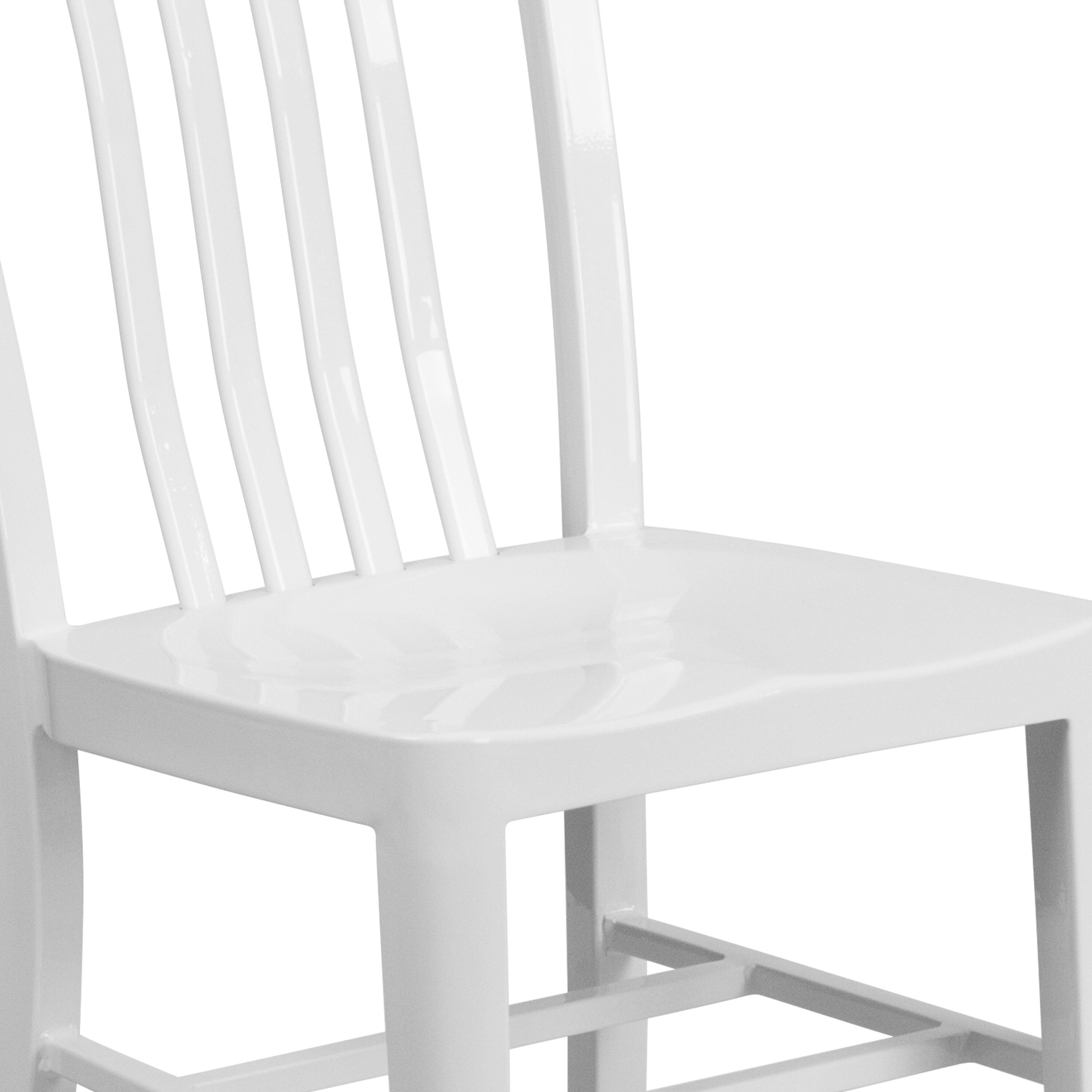 Alt View 9. Emma + Oliver - Commercial Grade Colorful Metal Indoor-Outdoor Chair - White.