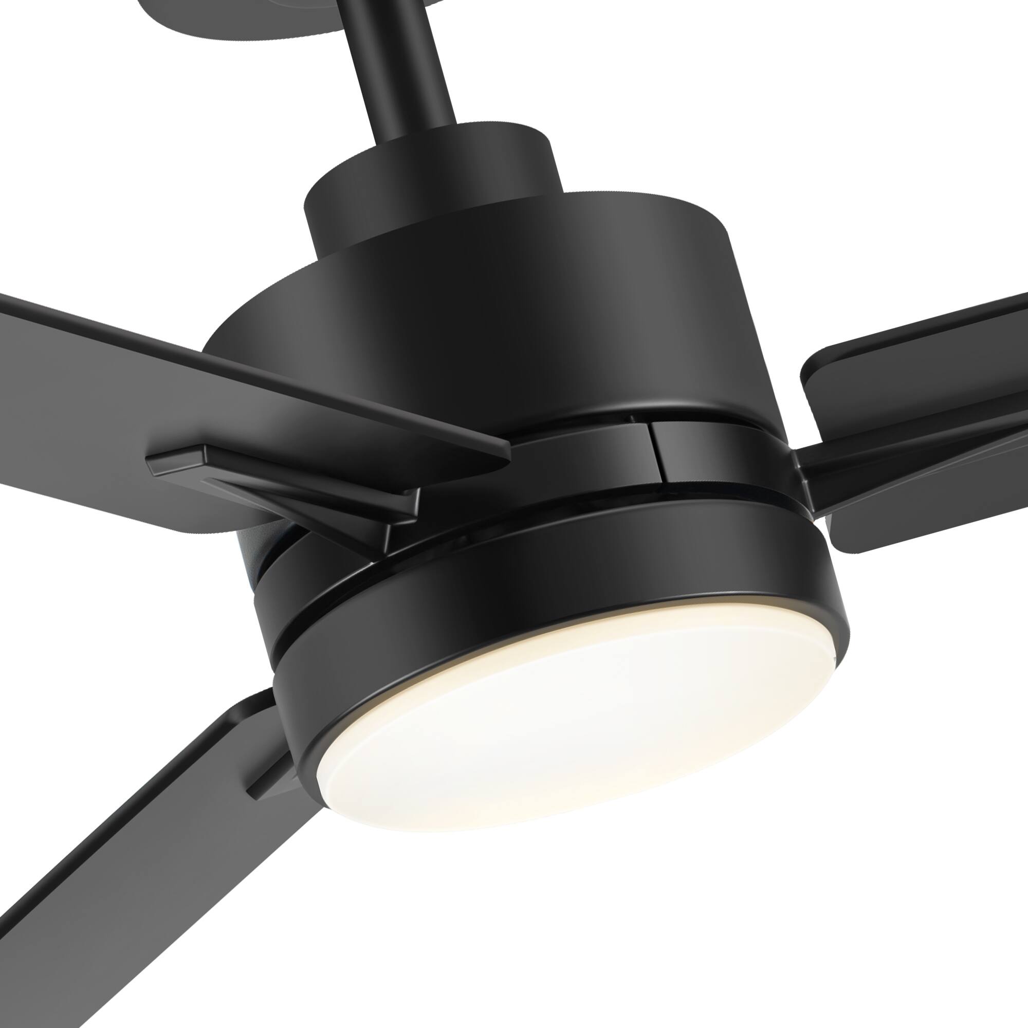 Alt View 4. Breezary - 48-Inch Indoor Ceiling Fan with Remote, 3 Plywood Blades, 6-Speed DC Motor, 5'' Downrod, LED/No Light, Single or 2-Pack - Black (With Light).