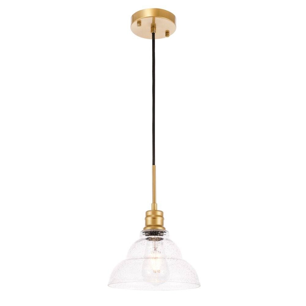 Alt View 5. Living District - Gil 1 Light Brass And Clear Seeded Glass Pendant - Brass And Clear Seeded Glass.