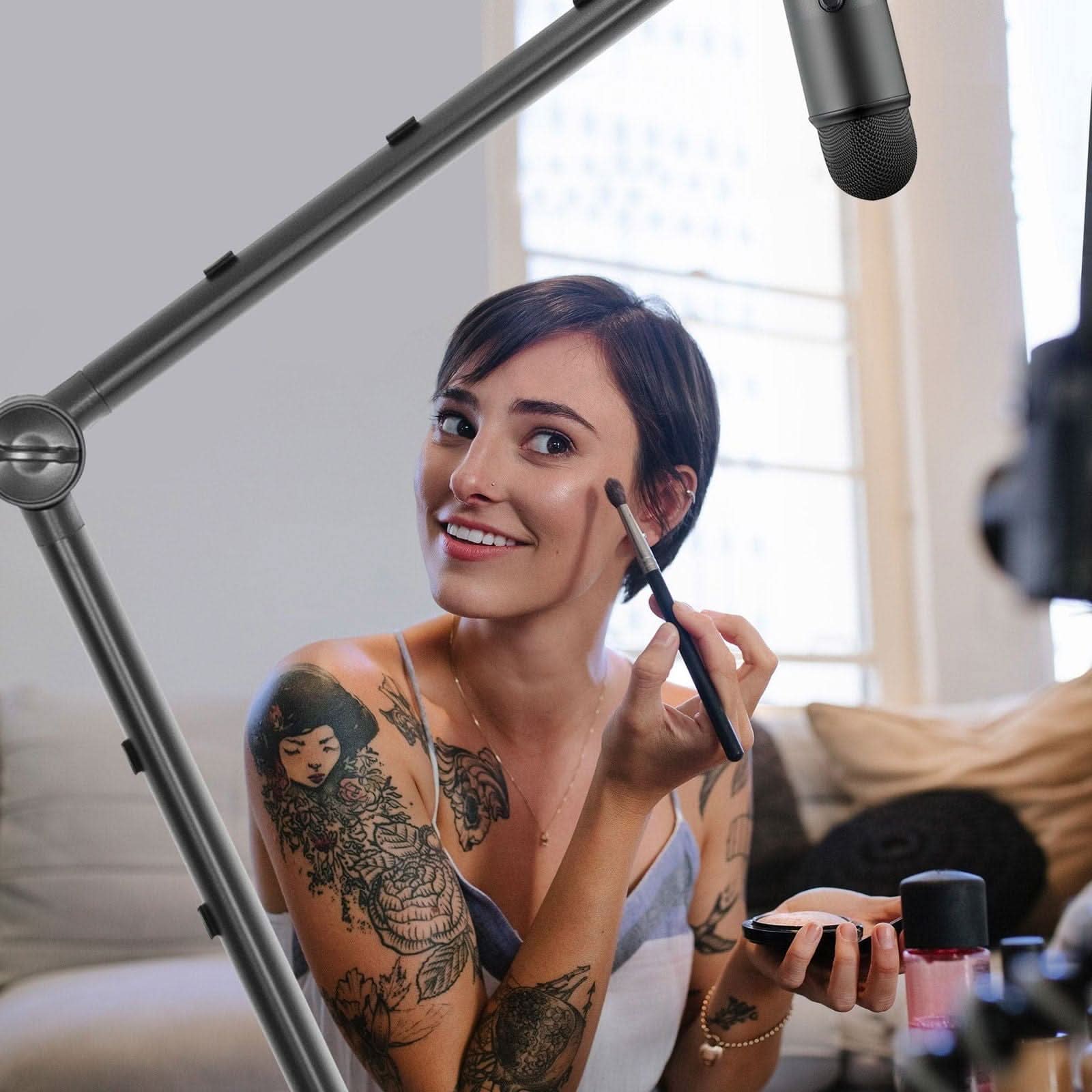 Alt View 4. Mount-It! - Adjustable Microphone Boom Arm for Desk Mount with Spring‑Balanced Articulating Design, Black - Black.