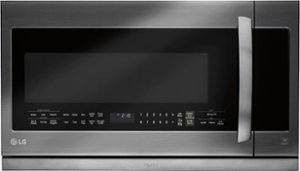 LG - 2.2 Cu. Ft. ExtendaVent 2.0 Over-the-Range Microwave with Sensor Cooking - Black stainless steel - Front_Zoom