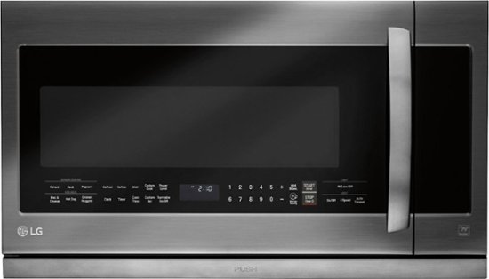 Front Zoom. LG - 2.2 Cu. Ft. ExtendaVent 2.0 Over-the-Range Microwave with Sensor Cooking - Black stainless steel.