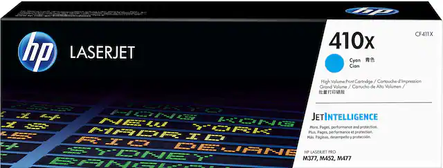 Front. HP - 410X High-Yield Toner Cartridge - Cyan.