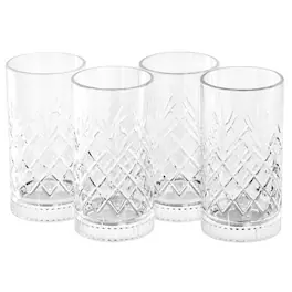 Gibson - Home 4 Piece 16 Ounce Diamond Embossed Glass Tumbler Set - Clear