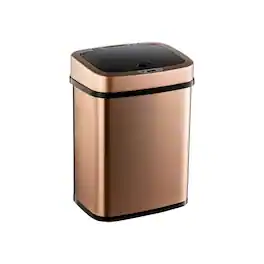 Hivvago - 3-Gallon Motion Sensor Touchless Stainless Steel Trash Can - Copper Gold Finish