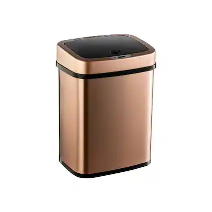 Front. Hivvago - 3-Gallon Motion Sensor Touchless Stainless Steel Trash Can in Copper Gold Finish - Copper Gold Finish.