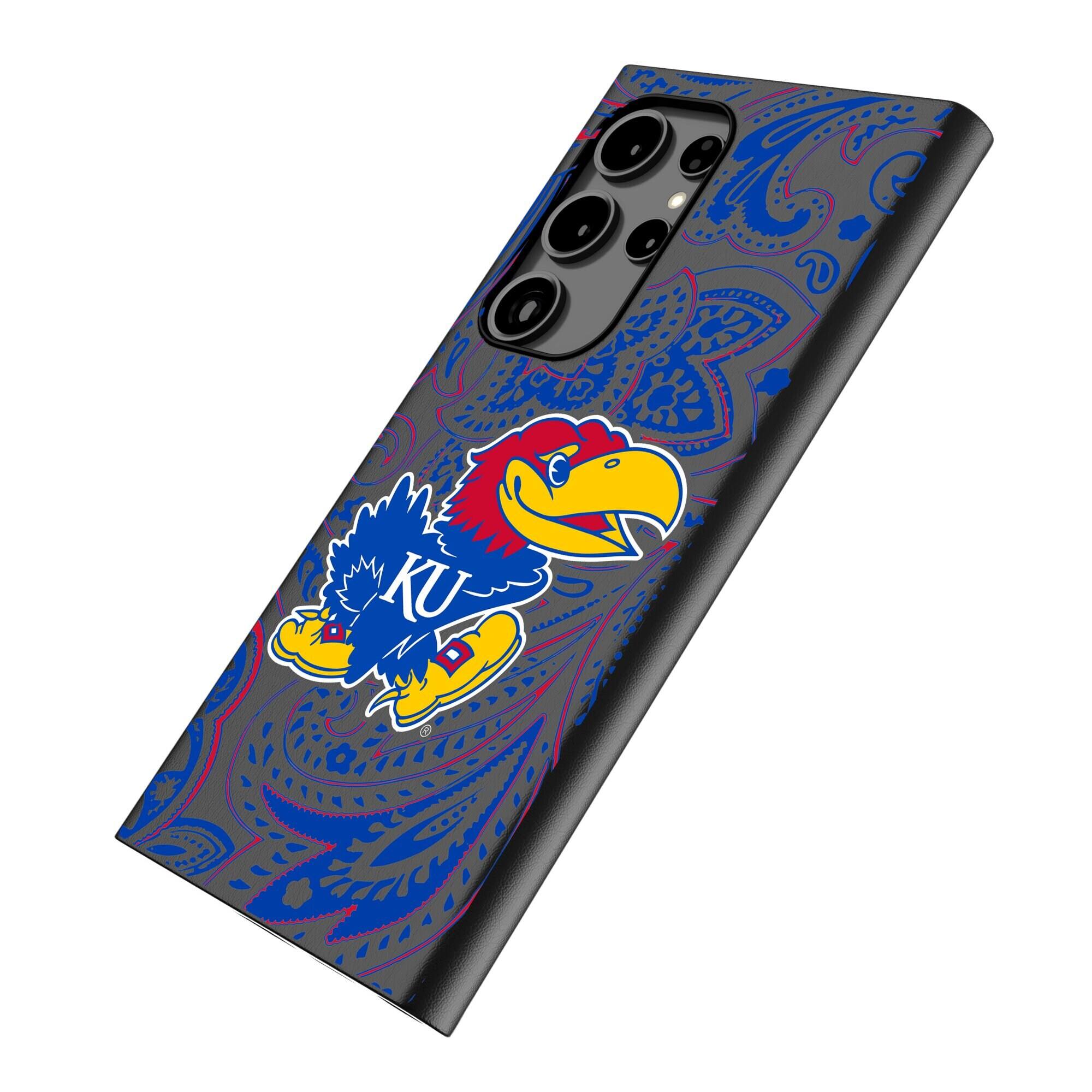Alt View 1. Keyscaper - Kansas Jayhawks Paisley Galaxy Magnetic Bump Case - S25 Ultra - Black.